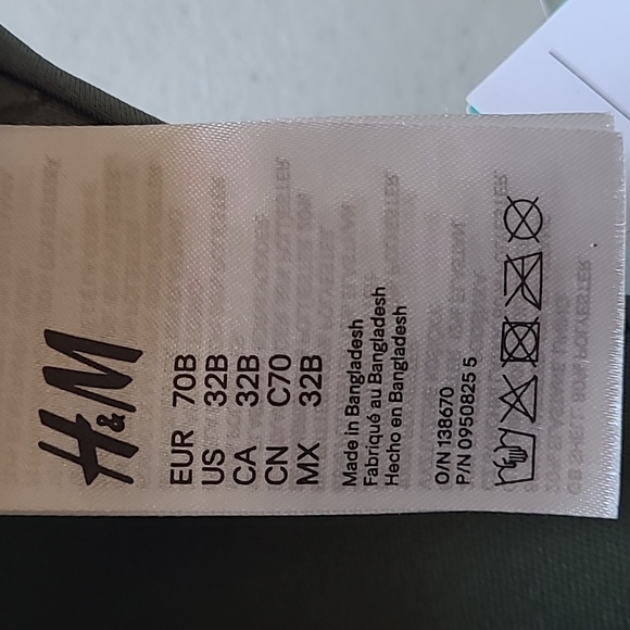 SZ8/32B H&M Bikini NWT Swimwear Push Up Green Bikini - Picture 5 of 11